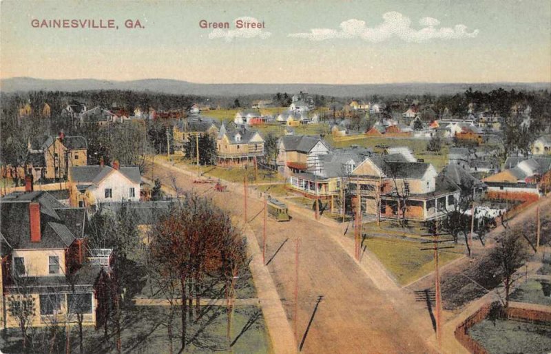 Gainesville Georgia Green Street Birds Eye View Vintage Postcard AA11631