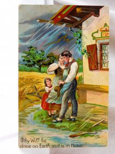 Circa 1900-08 Family In Heavy Storm, Thy Will Be Done On Earth Bright Vivid P27