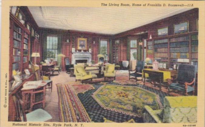 New York Hyde Park The Living Room At Home Of Franklin D Roosevelt Curteich