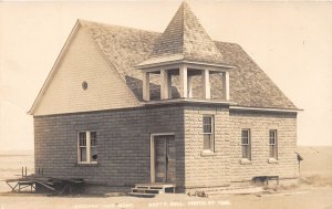 J33/ Medicine Lake Montana RPPC Postcard c1910 School Church Building 225