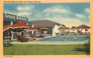 Nevada Las Vegas Biltmore Hotel Swimming Pool Tichnor linen Postcard 22-8208