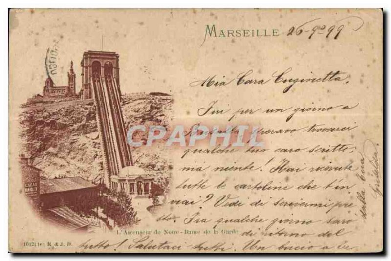 Postcard Old Marseille Elevator of Our Lady of the Guard Card 1899