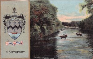 SOUTHPORT ENGLAND~THE LAKE-BOTANIC GARDENS-CHURCHTOWN~1905 HERALDRY POSTCARD