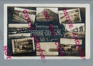 Prairie du Sac WISCONSIN RPPC 1913 8 VIEWS Collage nr Sauk City Madison Lodi