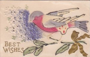 Best Wishes Purple Flowers and Bird