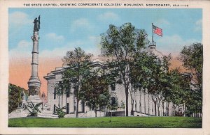 Montgomery AL, State Capitol w Confederate Soldier Monument, ca. 1920, Civil War