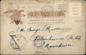 Uncle Sam & John Bull OUR STOCK BEATS THE WORLD c1905 Postcard