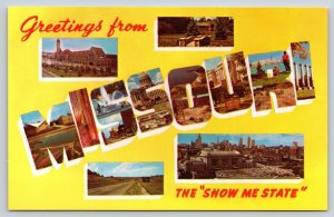 Missouri~Large Letter Greetings~Show Me State~Capital Bldg~Vintage Postcard