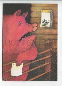 429440 ESTONIA New Pig and tear-off calendar 1994 RPPC Kuma advertising label