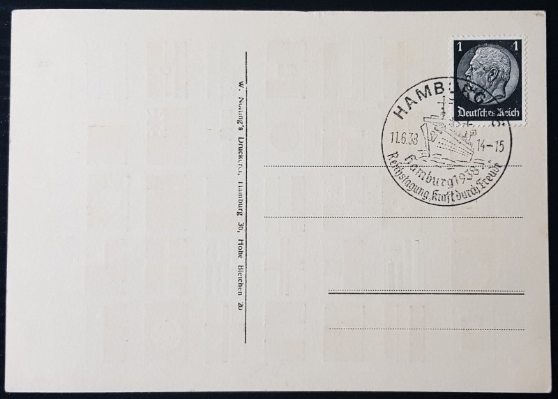 GERMANY THIRD 3rd REICH ORIGINAL PROPAGANDA POSTCARD NATIONAL FLAGS