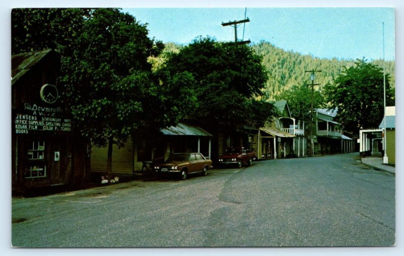 3 Postcards DOWNIEVILLE, California CA ~ Birdseye MAIN STREET Bridge 1960s-70s
