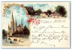 1900 Greetings from Berlin Germany Church Multiview Antique Posted Postcard