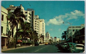 Vtg Miami Beach Florida FL Famous Hotels on Collins Avenue Rowe 1950s Postcard