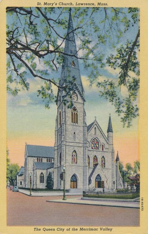 St. Mary's Church Lawrence MA Massachusetts Queen City of Merrimac Valley Linen