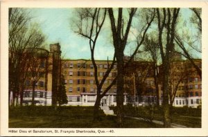 Postcard QC St. Francois Sherbrooke Hotel Dieu & Sanatorium 1940s K42