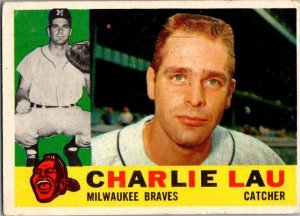 1960 Topps Baseball Card Charlie Lau Milwaukee Braves sk1814