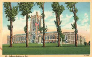 City College Preparatory School Baltimore Maryland MD Vintage Postcard 1940