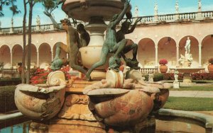 Vintage Postcard Fountain Of The Turtles Sarasota Florida FL