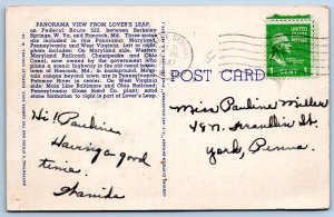 1947 BERKELEY SPRINGS WEST VIRGINIA WV LOVER'S LEAP VINTAGE LINEN POSTCARD