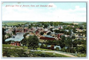 c1905 Bird's Eye View Of Norwich Connecticut And Shetucket River Postcard