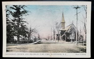 Vintage Postcard 1907-1915 Methodist Church & Franklin Turn Pike, Allendale, NJ