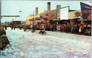 Sled Dog Race Fourth Avenue Anchorage AK c1962 Vintage Postcard P34