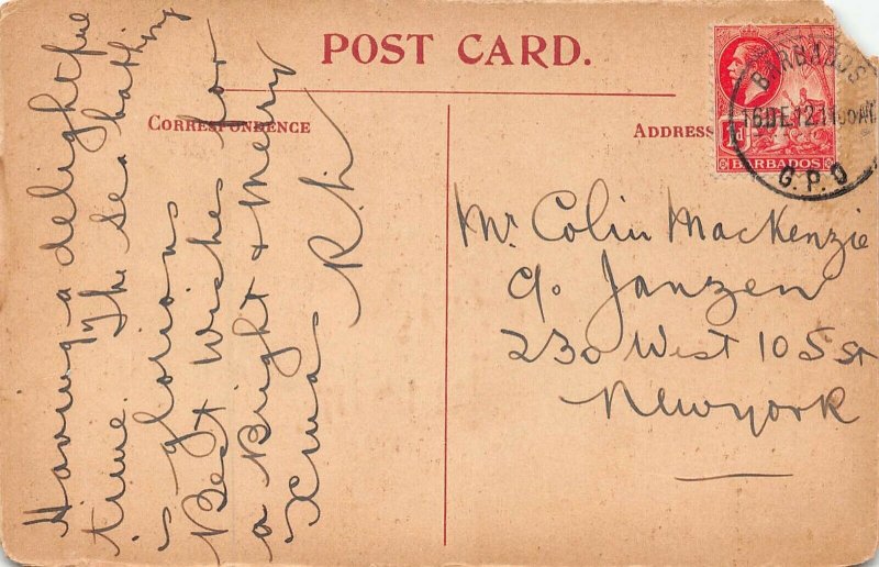 BARBADOS~HASTINGS ROAD-HORSE BUGGY~1910s POSTCARD