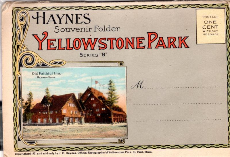 YELLOWSTONE NATIONAL PARK, SOUVENIR FOLDER, SERIES B, 1921.