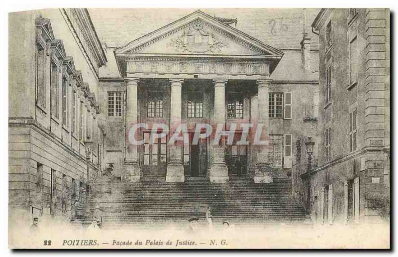 Old postcard Poitiers frontage of the Palace of Jistice