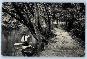 c1910 Bridgeton New Jersey NJ Vintage Postcard Walk Raceway Sail Boat Forest