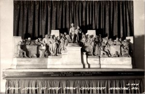 Real Photo Postcard Group Statue of Mark Twain Characters in Hannibal, Missouri