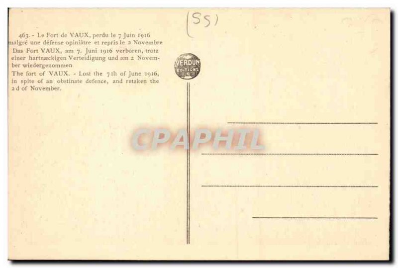 Old Postcard Army Fort Vaux