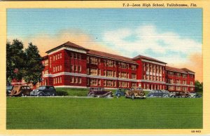 Tallahassee, FL Florida   LEON HIGH SCHOOL   ca1940's Curteich Linen Postcard