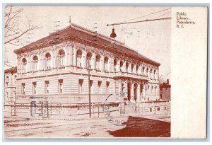 1907 Public Library Red Ink Building Providence Rhode Island RI Vintage Postcard
