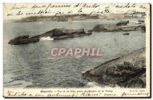 Old Postcard Biarritz View De La Cote Taken From Rock of the Virgin