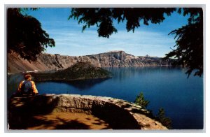 Wizard Island From Lookout Point Oregon Scenic Postcard