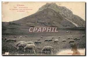 L & # 39ariege Old Postcard Montsegur A herd grazing in the castle