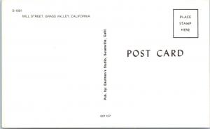 GRASS VALLEY, CA California    MILL STREET SCENE   c1960s  Cars Bank  Postcard