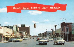 Clovis NM Street View Storefronts Movie Marquee Drug Store Postcard