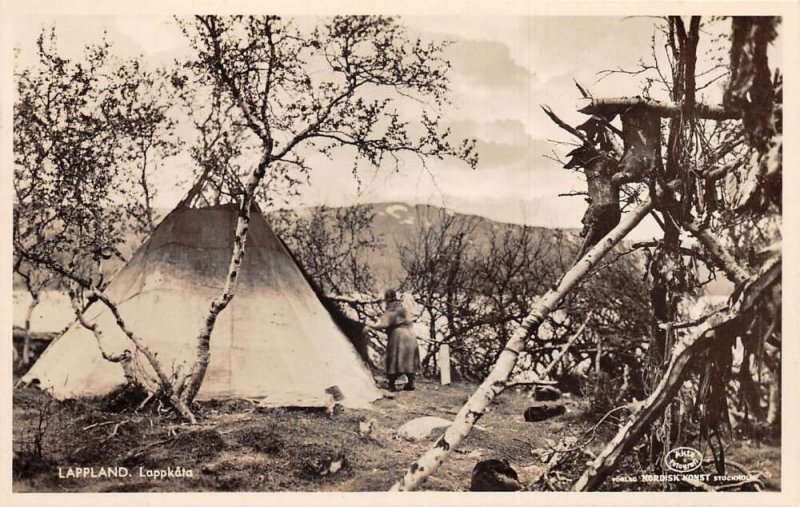 Lappland Sweden Norway Sami Tribe Teepee  Real Photo Postcard AA61334 