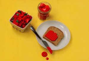 Breakfast Strawberries & Jam Slice Of Bread Toy Lego Model Display Postcard