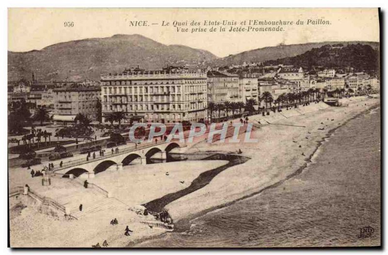 Old Postcard Nice Qaui The United States and L & # 39Embouchure Paillon View ...