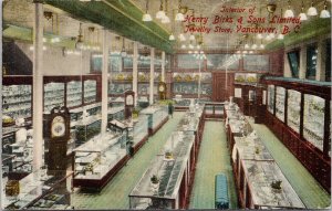 Vancouver BC Henry Birks and Sons Jewelry Store Interior Unused Postcard H27