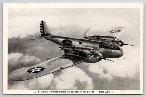 U.S. Army Pursuit Plane Multipace In Flight Bell XFM-1 Postcard C34