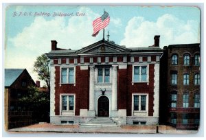 c1910's B. P. O. E. Building Entrance US Flag Bridgeport Connecticut CT Postcard