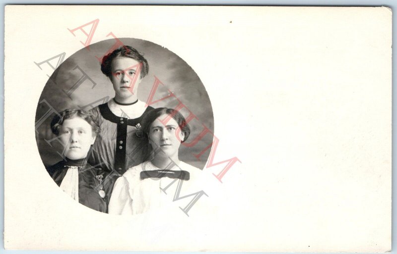c1910s Group Women Portrait RPPC Sisters Cute Young Ladies Girls Real Photo A192
