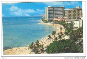 View Is Of The Beautiful Hotels Lining The Beach & Kalakaua Avenue, Waikiki B...