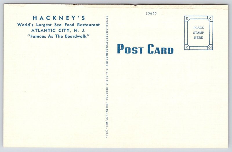Hackney's World's Largest Seafood Restaurant Atlantic City New Jersey Postcard