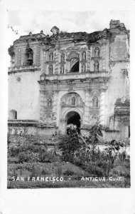 RPPC San Francisco Ruins, Antigua, Guatemala ca 1950s Vintage Postcard