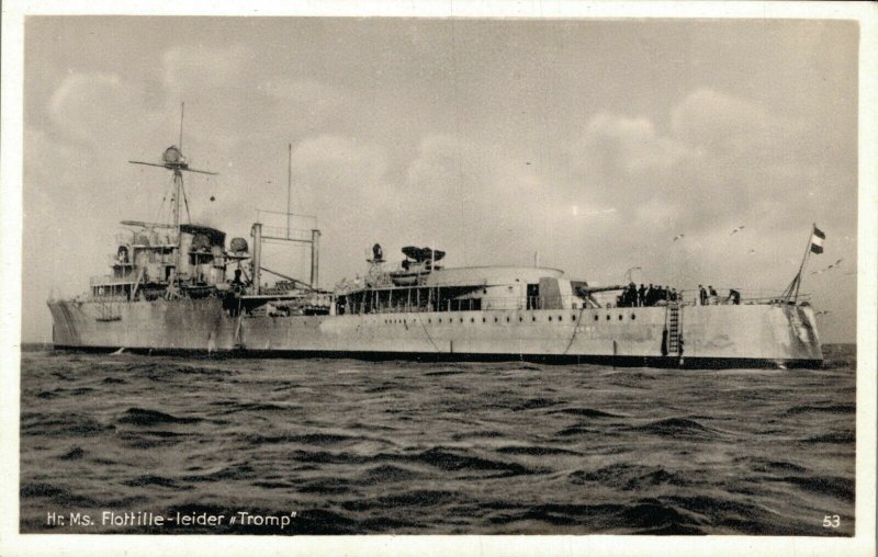 Hr. Ms. Flottieljeleider Tromp Cruiser Battleship RPPC  06.24